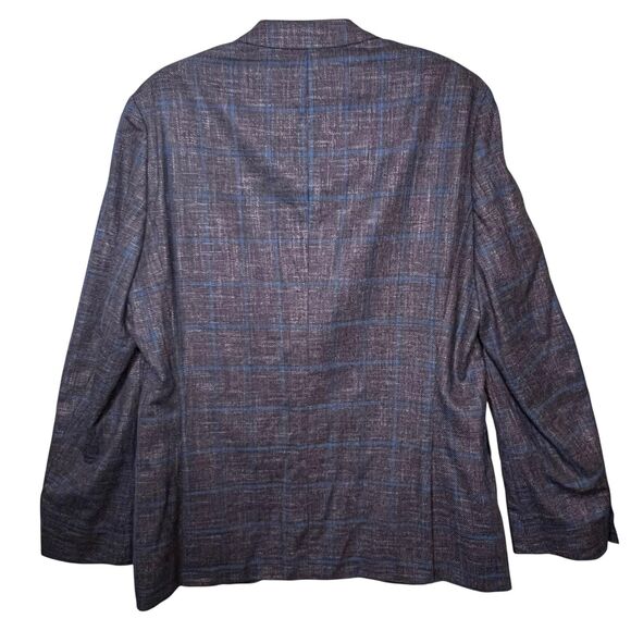 Hugo Boss Blazer Mens 42R Blue Gray Stretch Wool Viscose Plaid Sport Coat Jacket - Picture 3 of 14